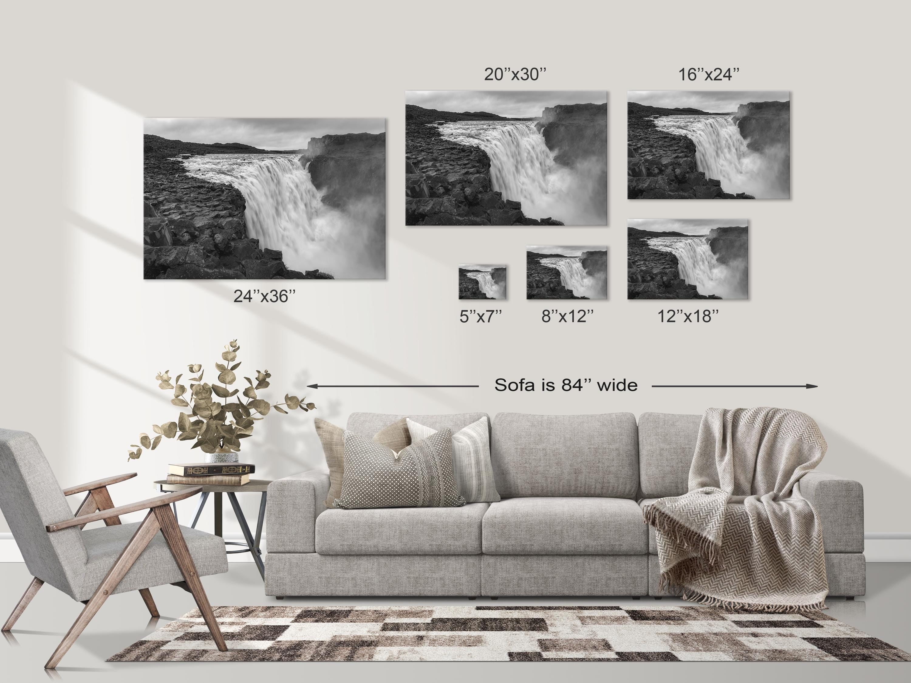 Monochrome Dettifoss Waterfall