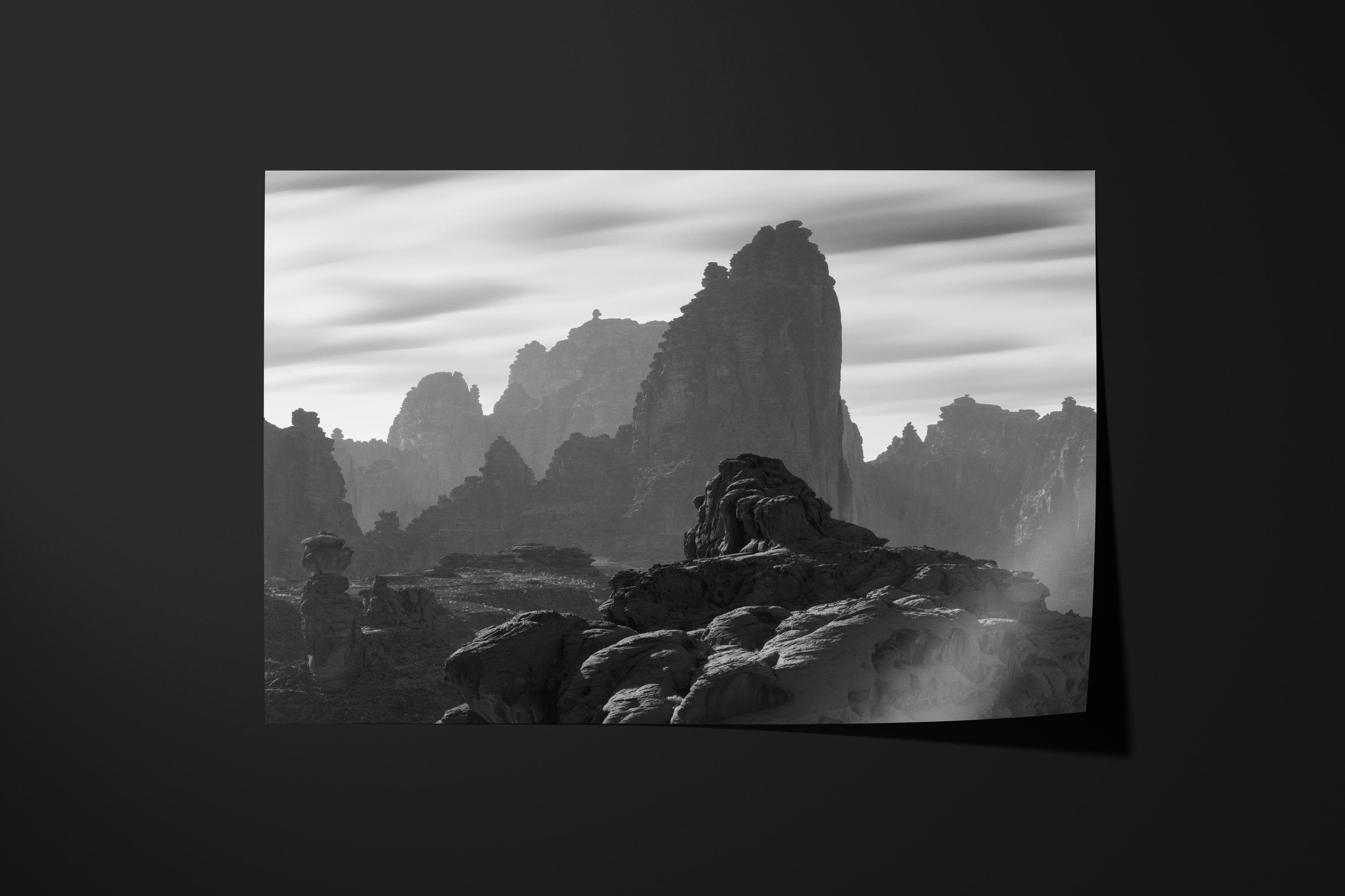 Wadi Disah Layers Black and White