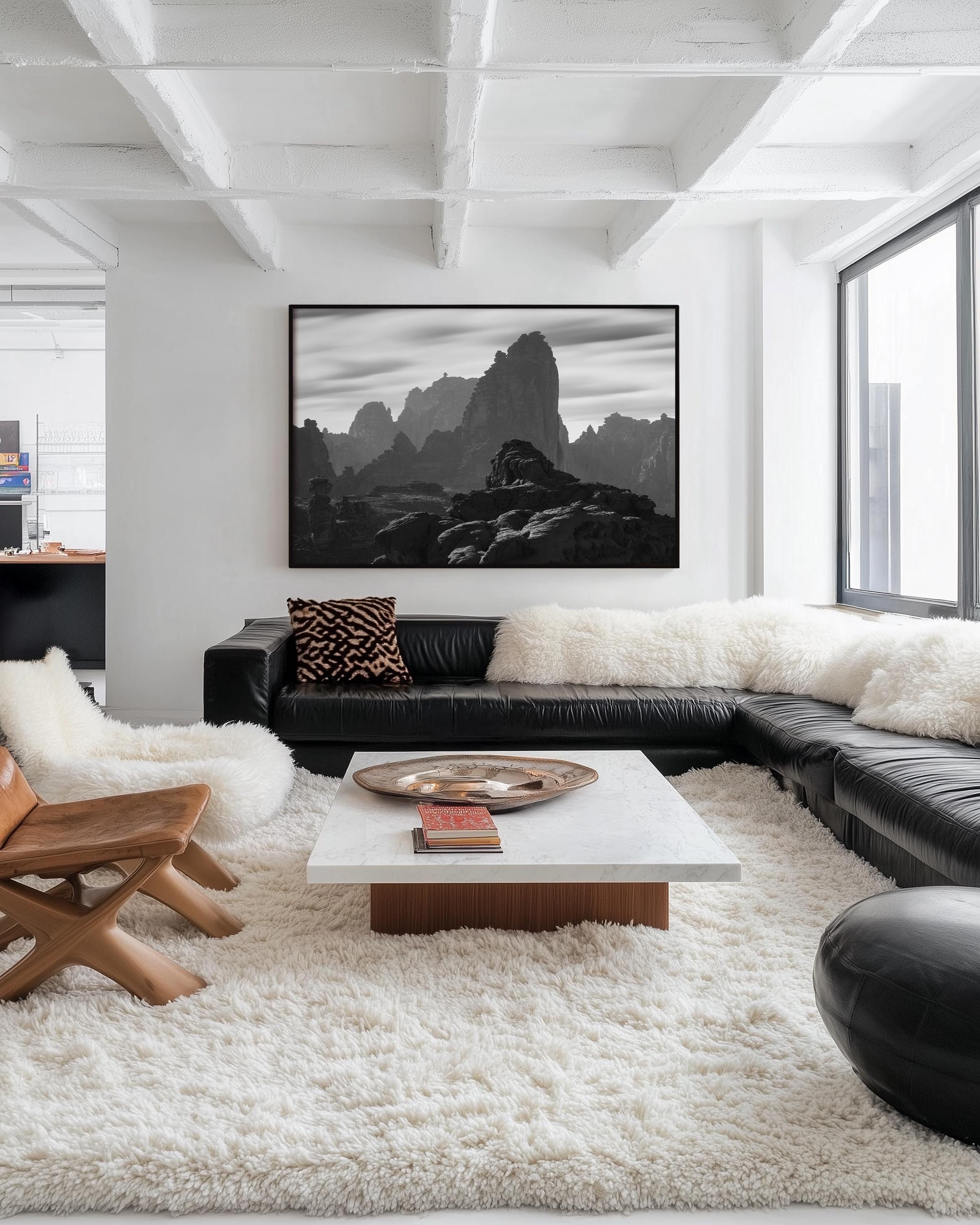 Wadi Disah Layers Black and White