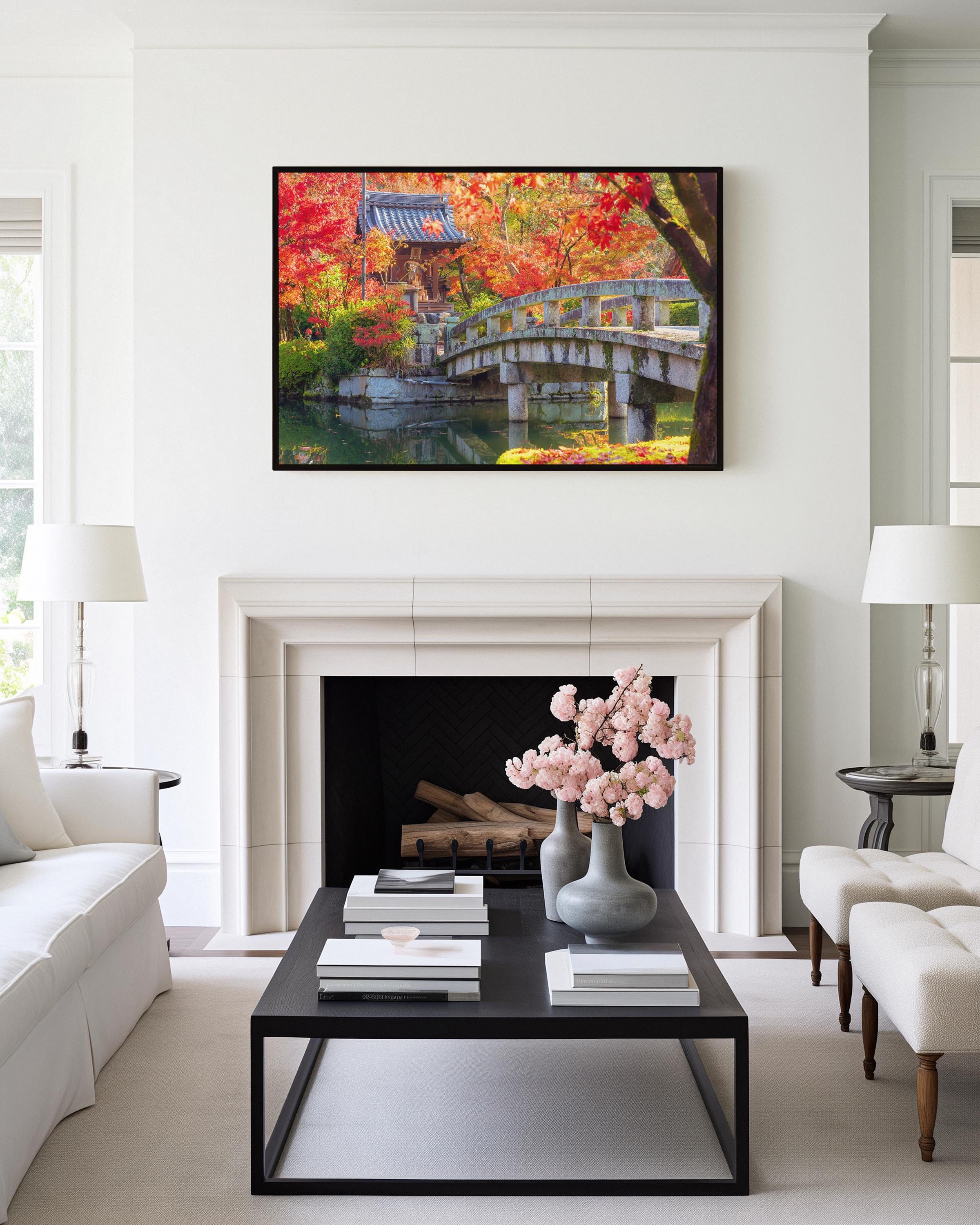 Japanese Garden Bridge in Autumn