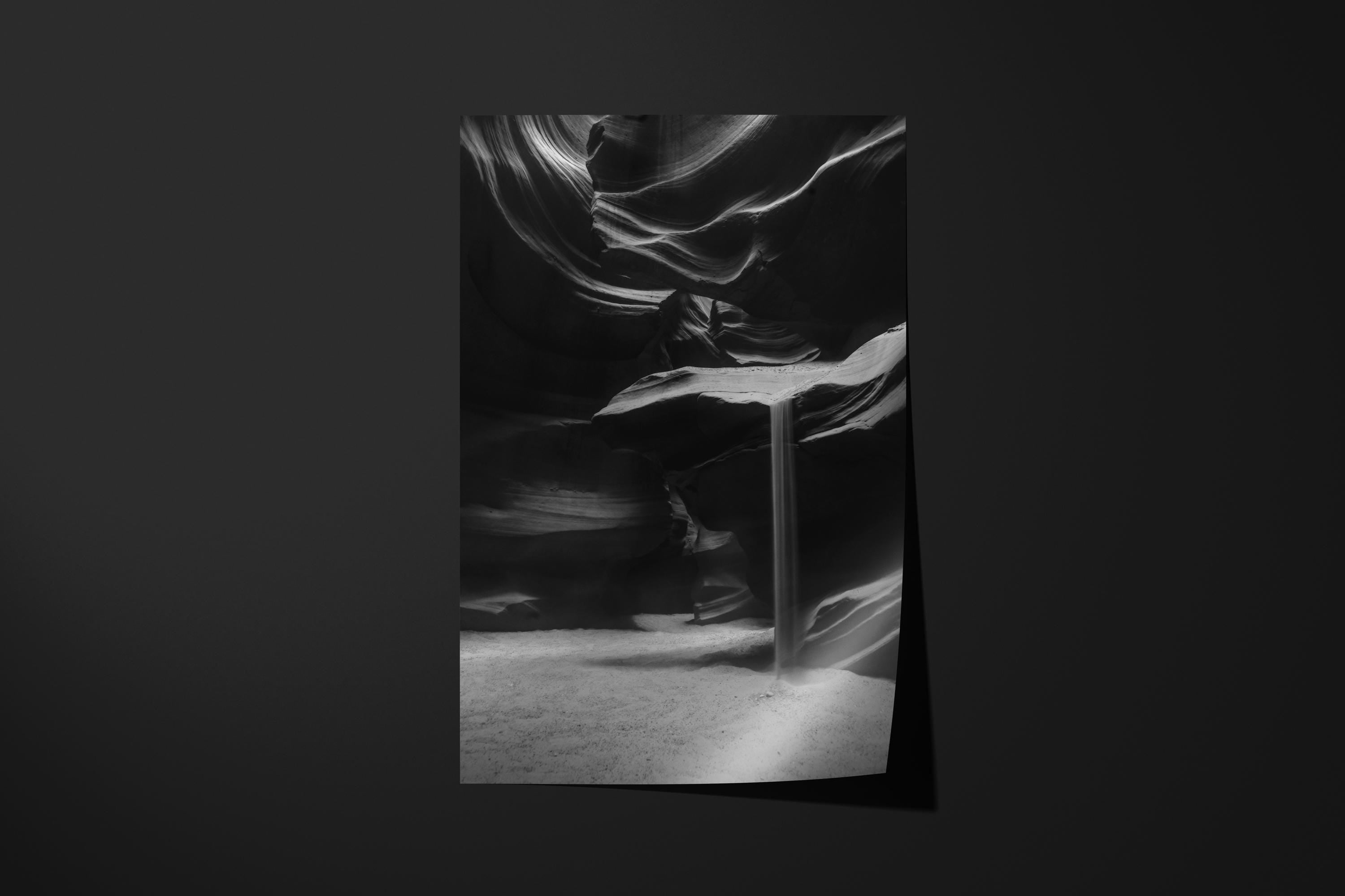 Antelope Canyon Sandfall Black and White