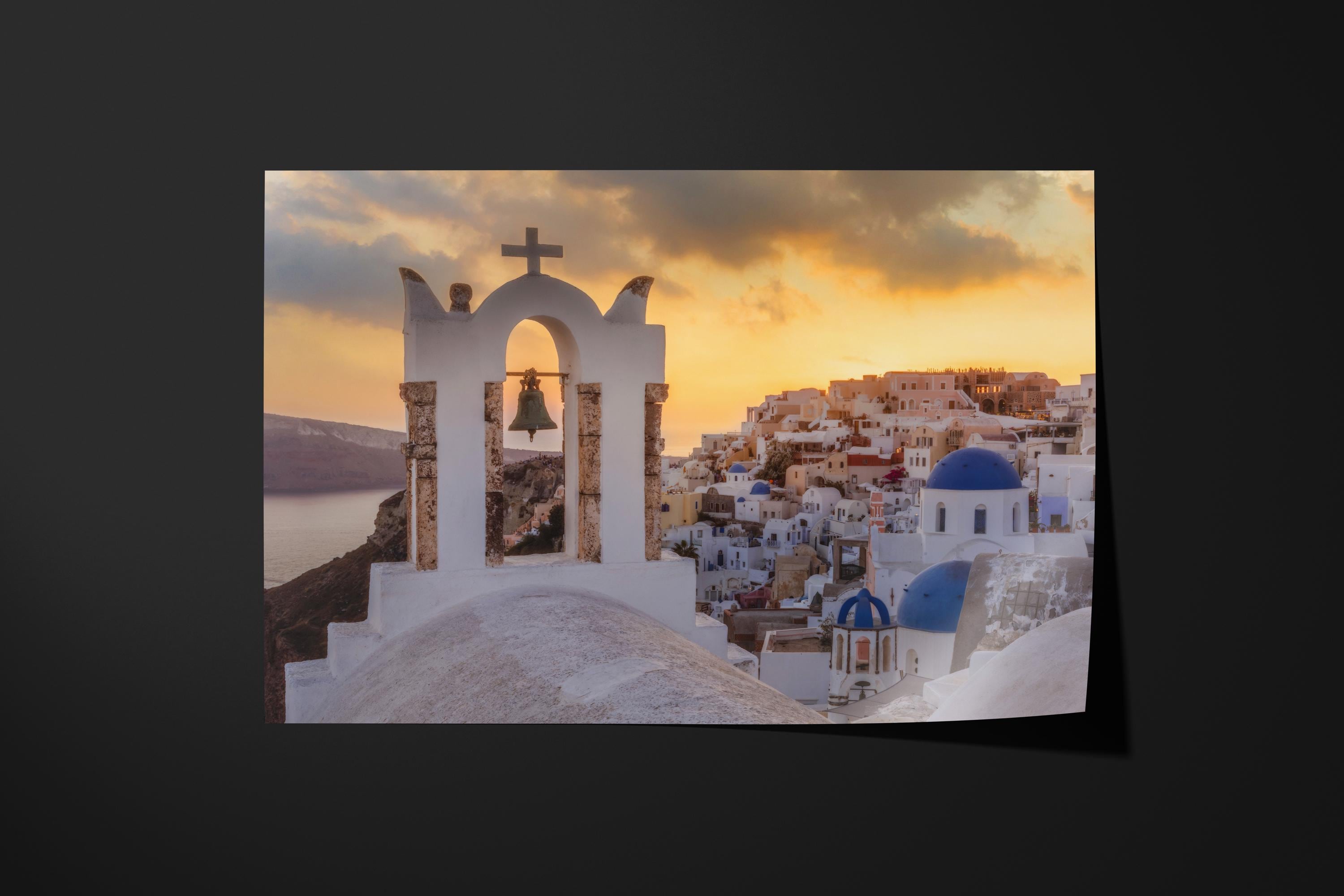 Santorini Greece Sunset Bell Tower