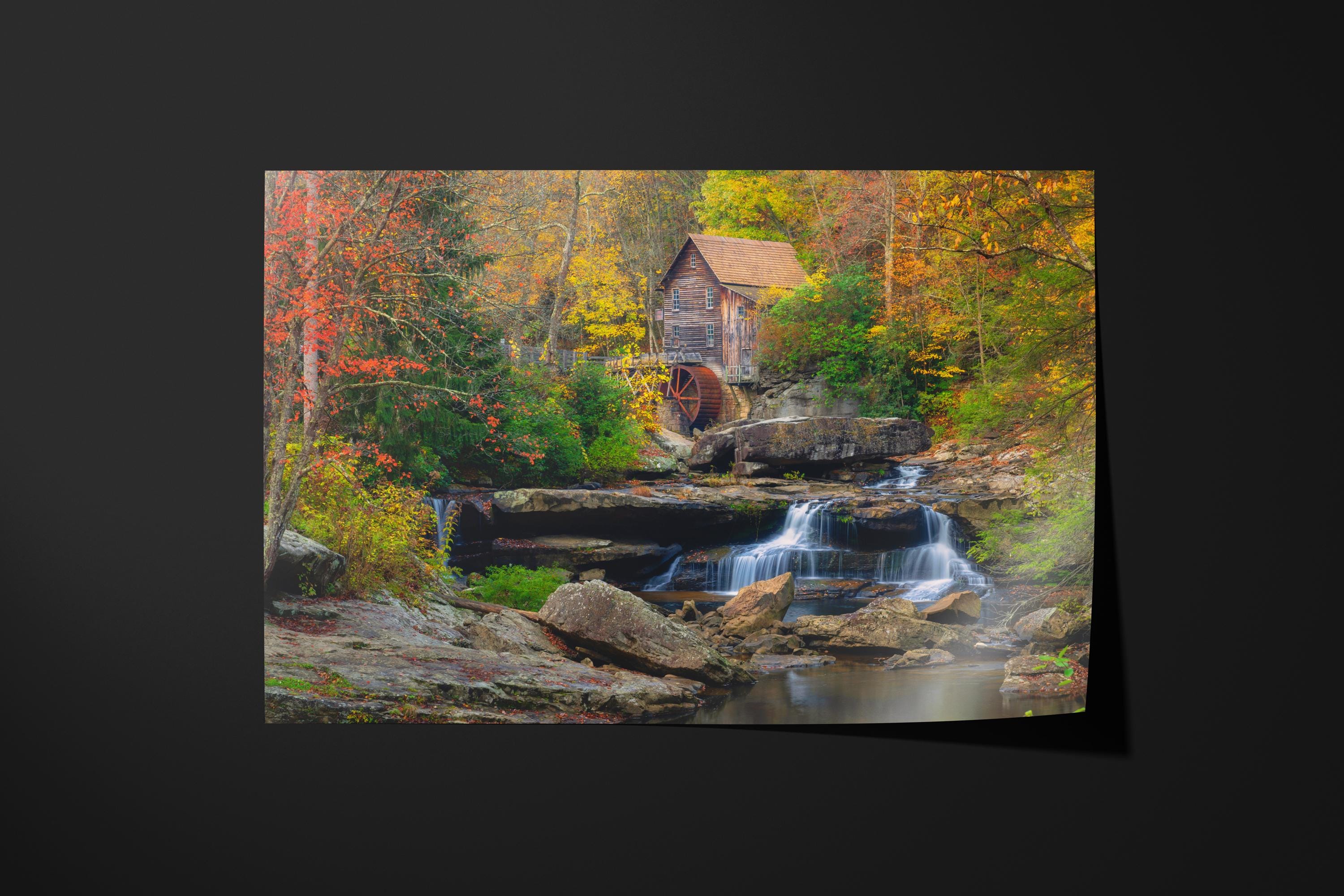 Rustic Autumn Waterfall at Glade Creek Grist Mill