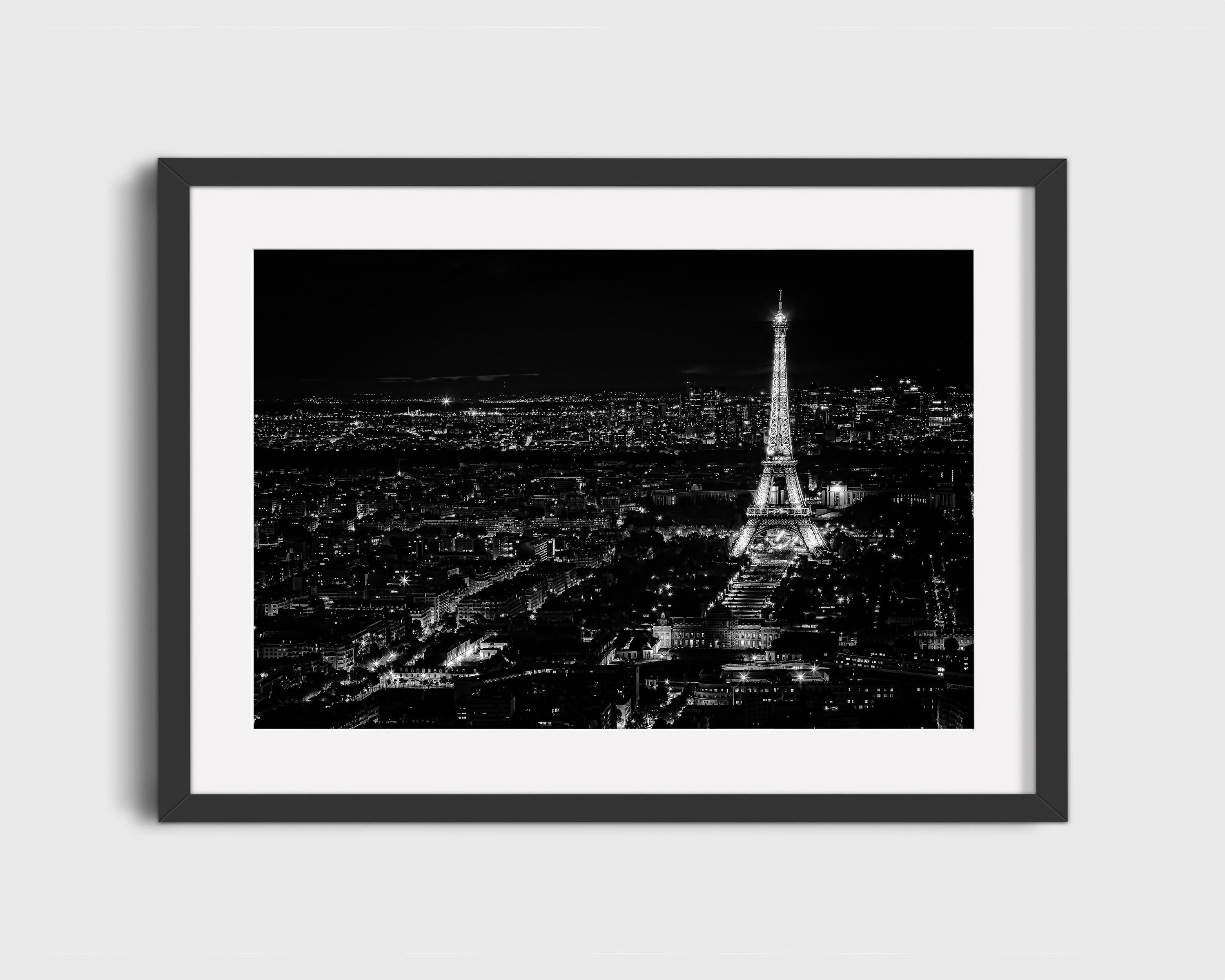 Eiffel Tower at Night Black and White