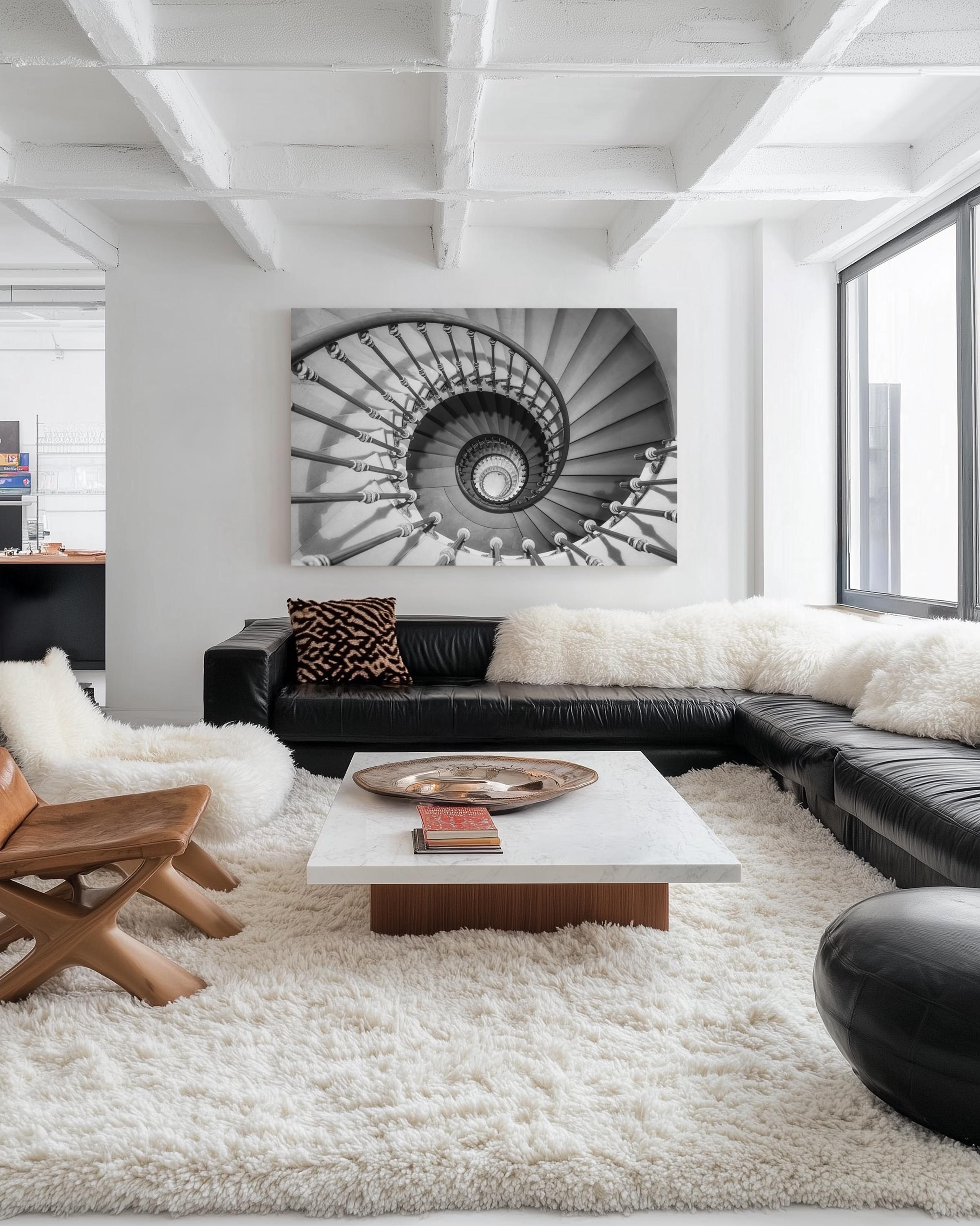 Black and White Spiral Staircase