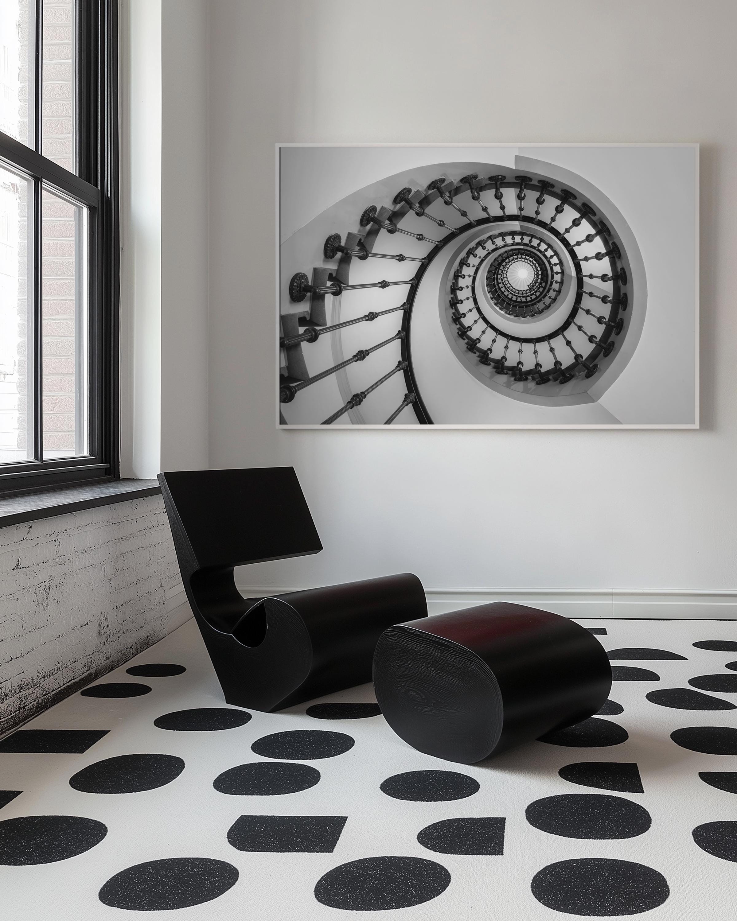 Black and White Spiral Staircase