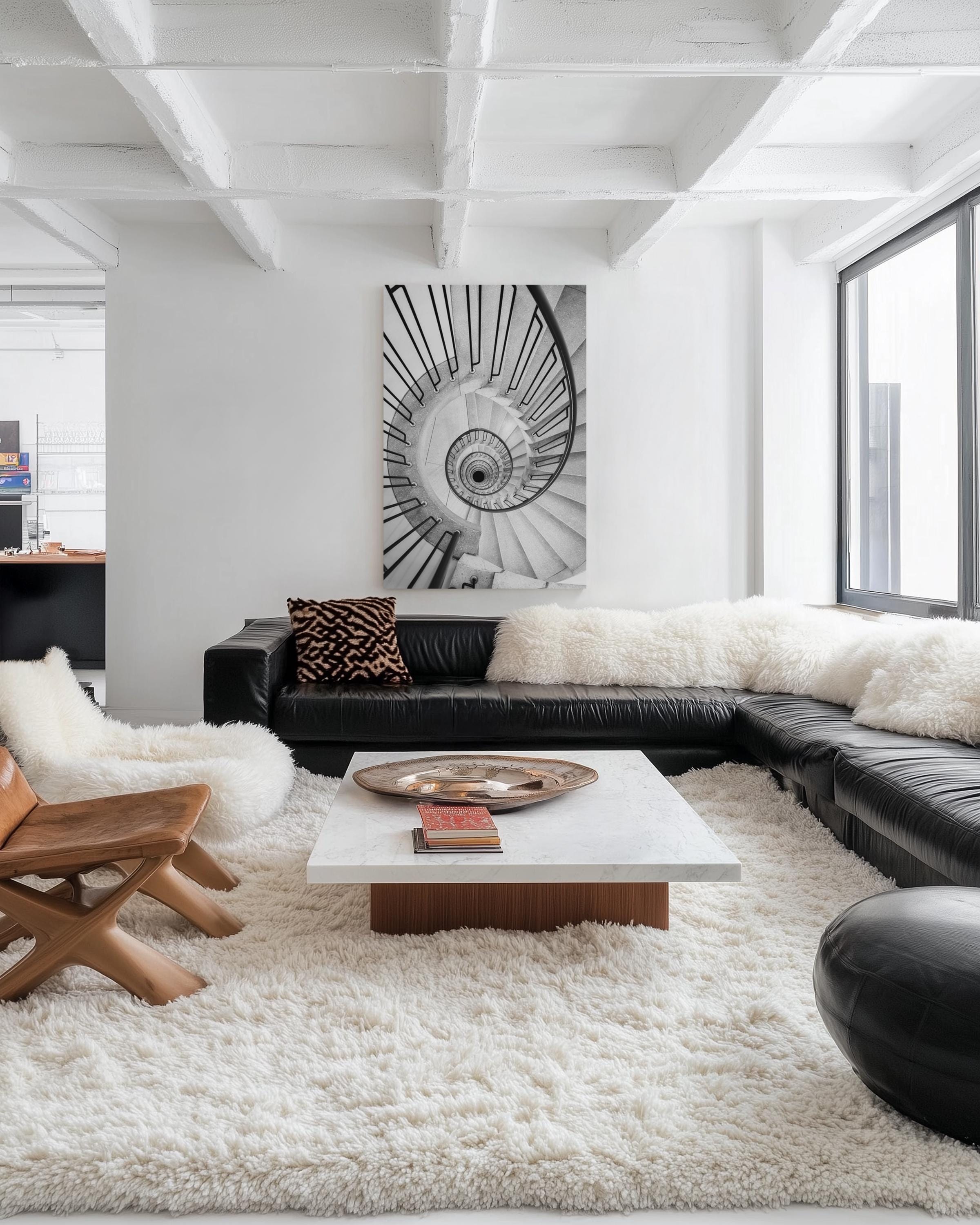 Black and White Spiral Staircase