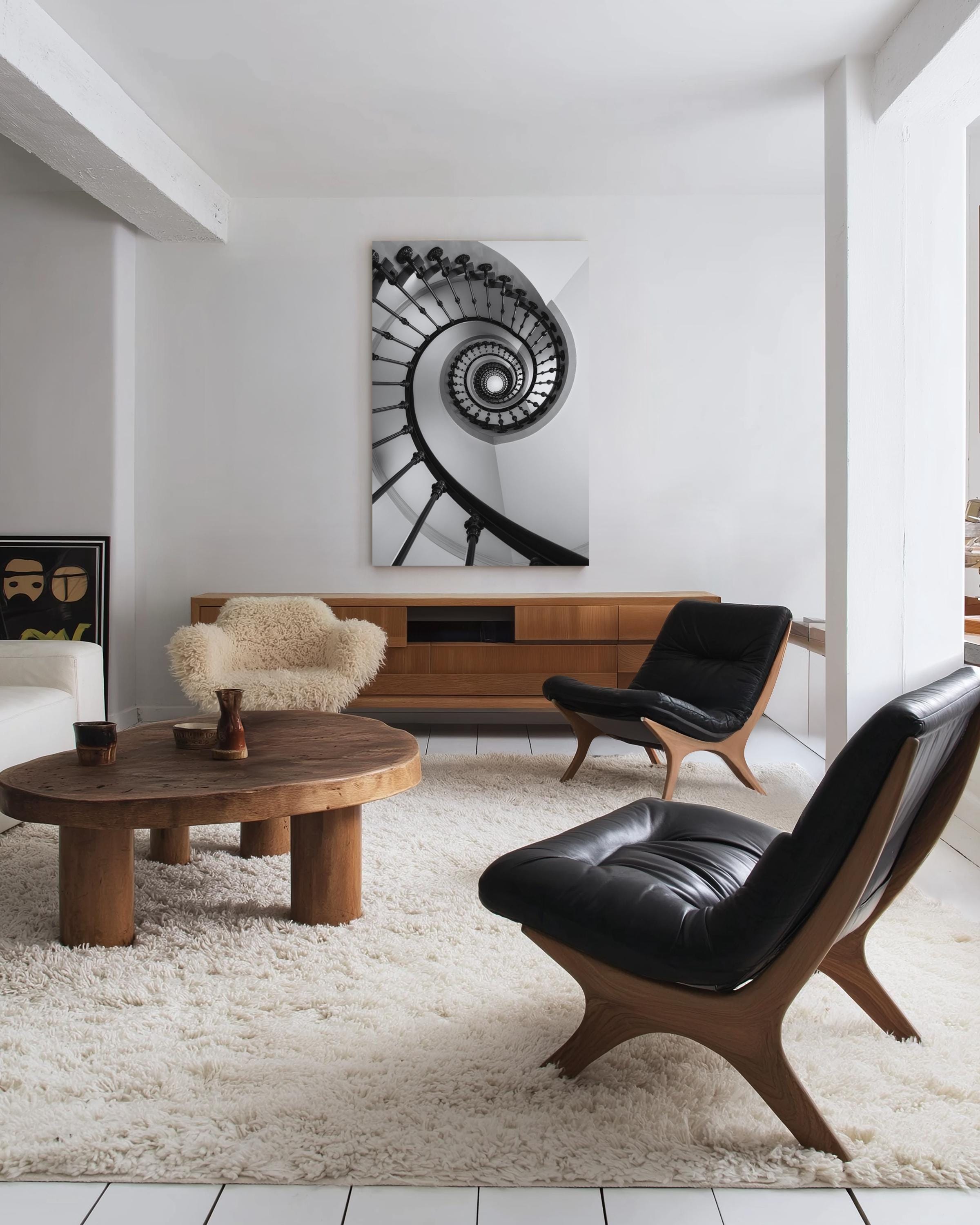 Black and White Spiral Staircase