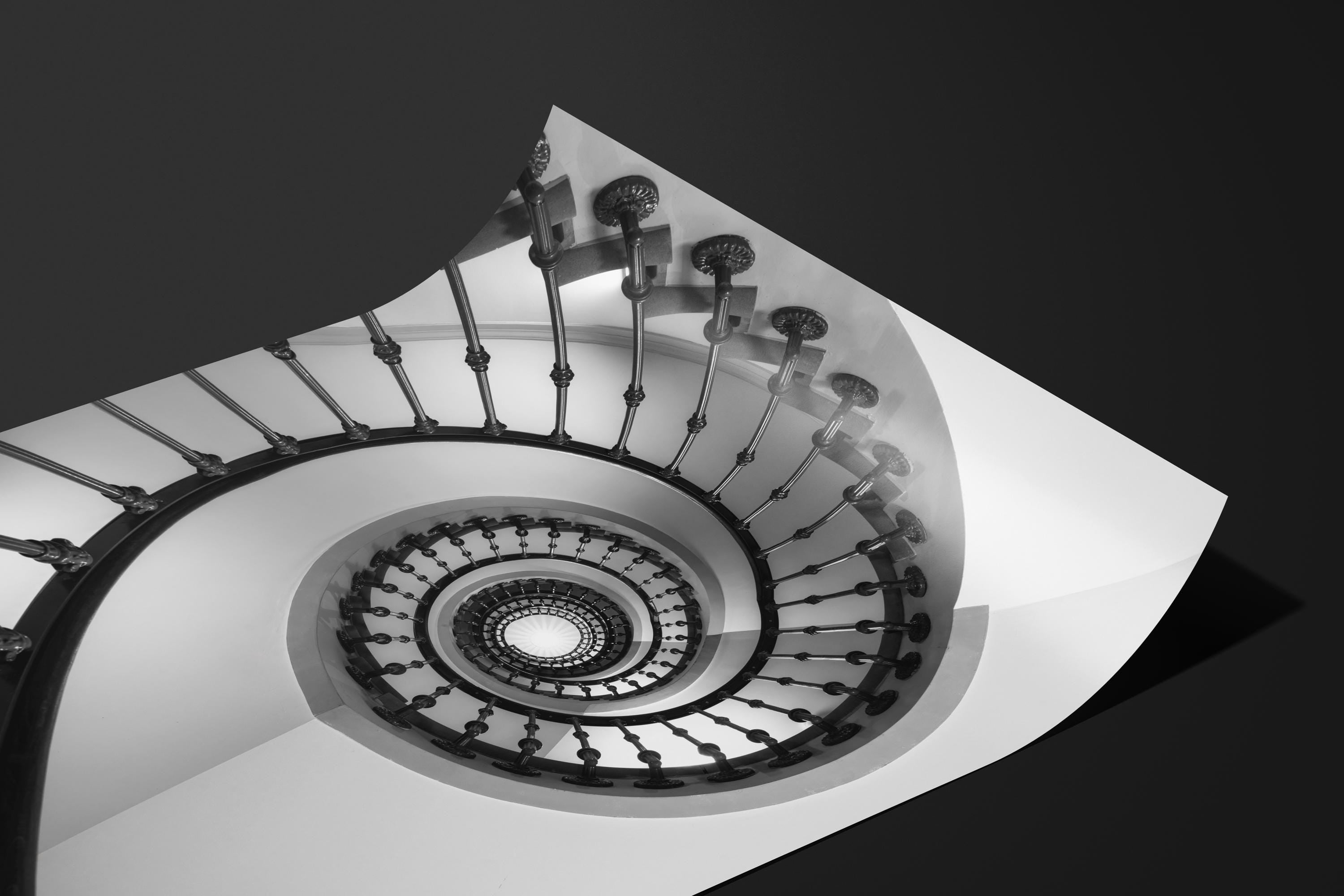 Black and White Spiral Staircase