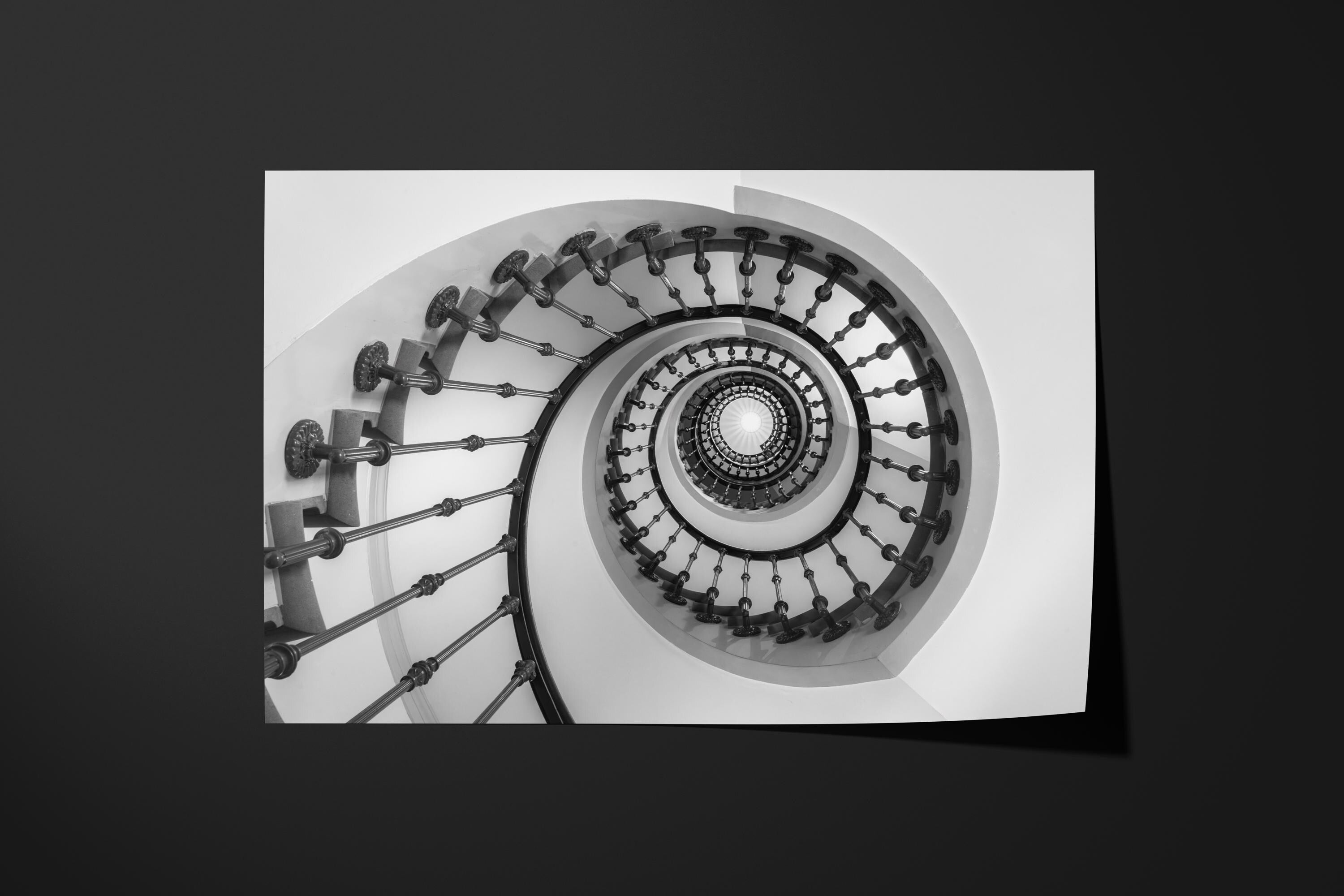 Black and White Spiral Staircase