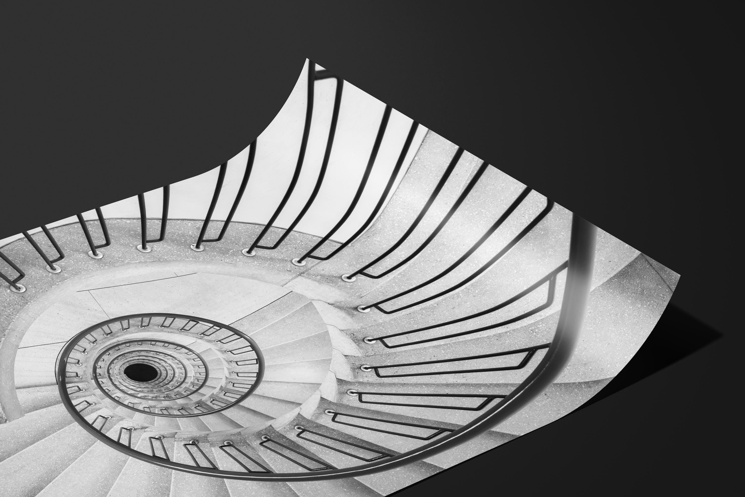 Black and White Spiral Staircase