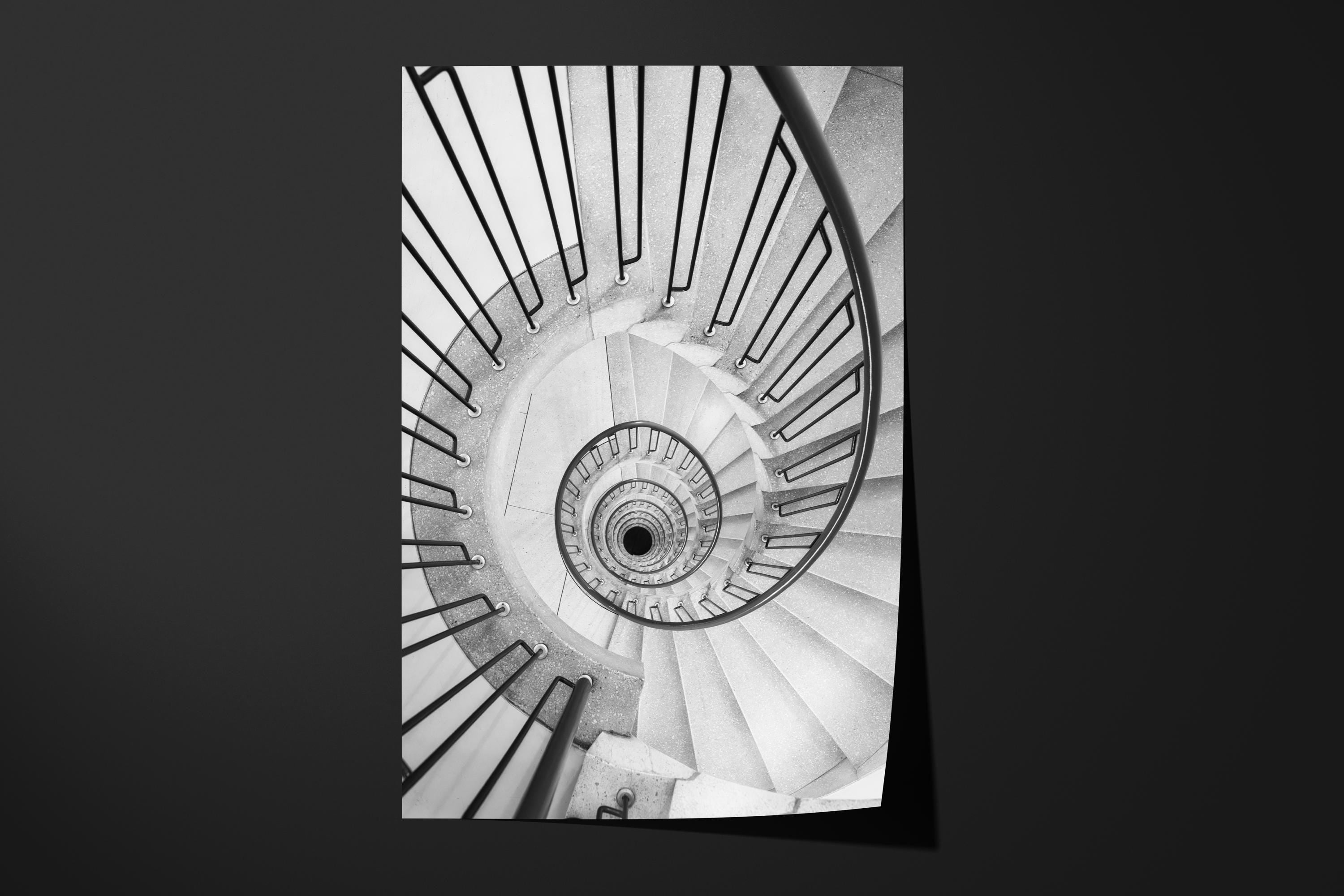 Black and White Spiral Staircase
