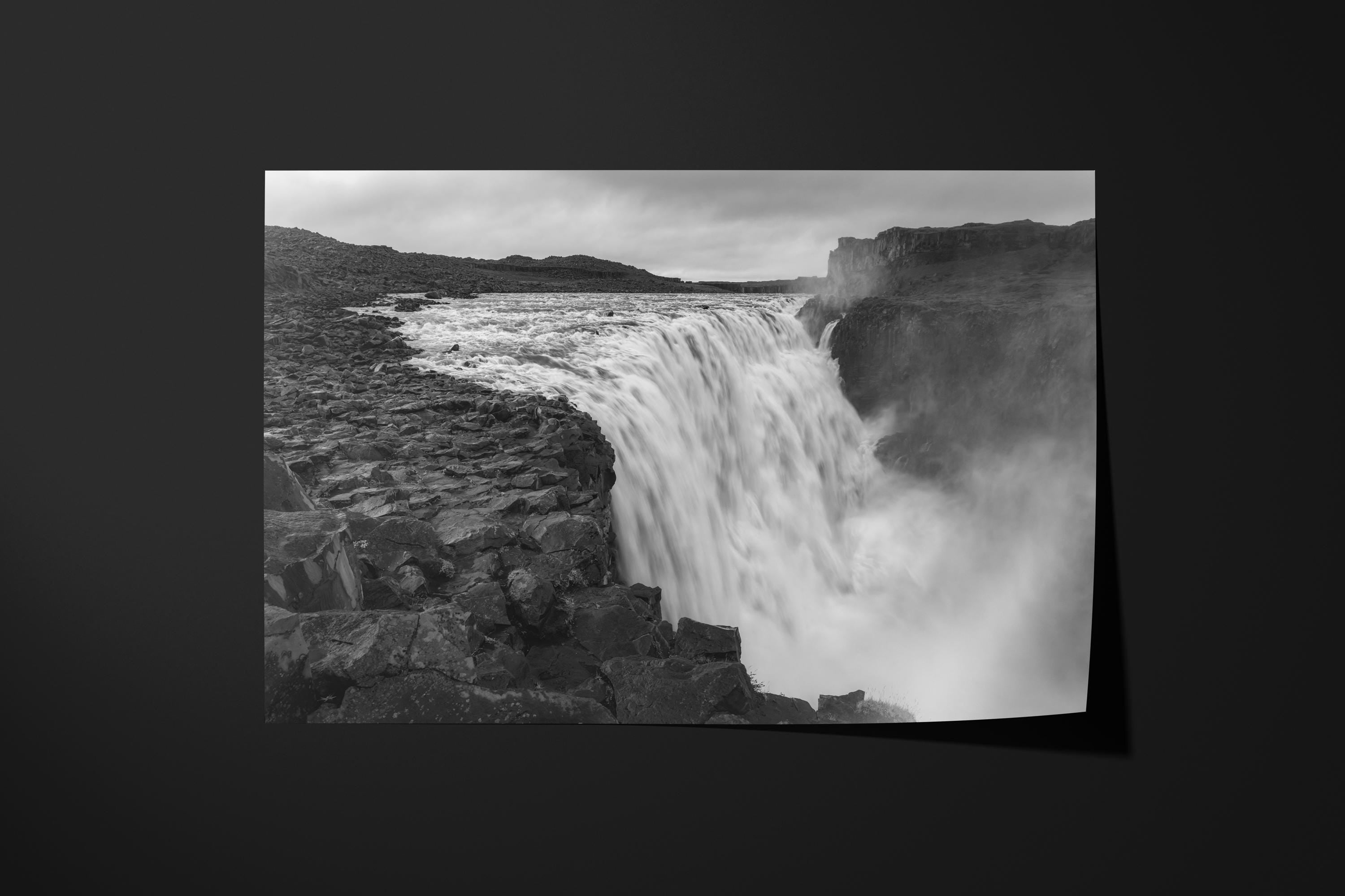 Monochrome Dettifoss Waterfall