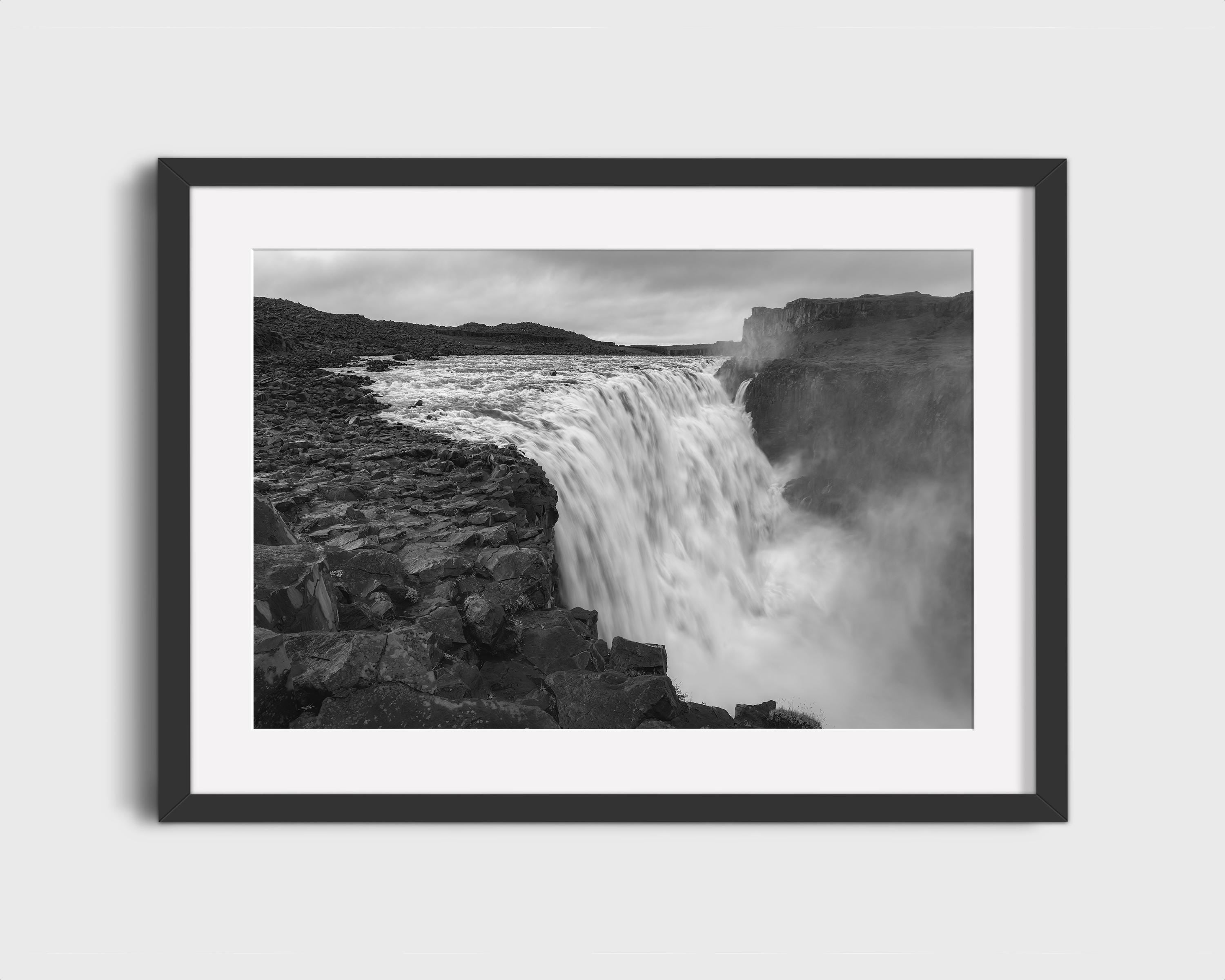 Monochrome Dettifoss Waterfall