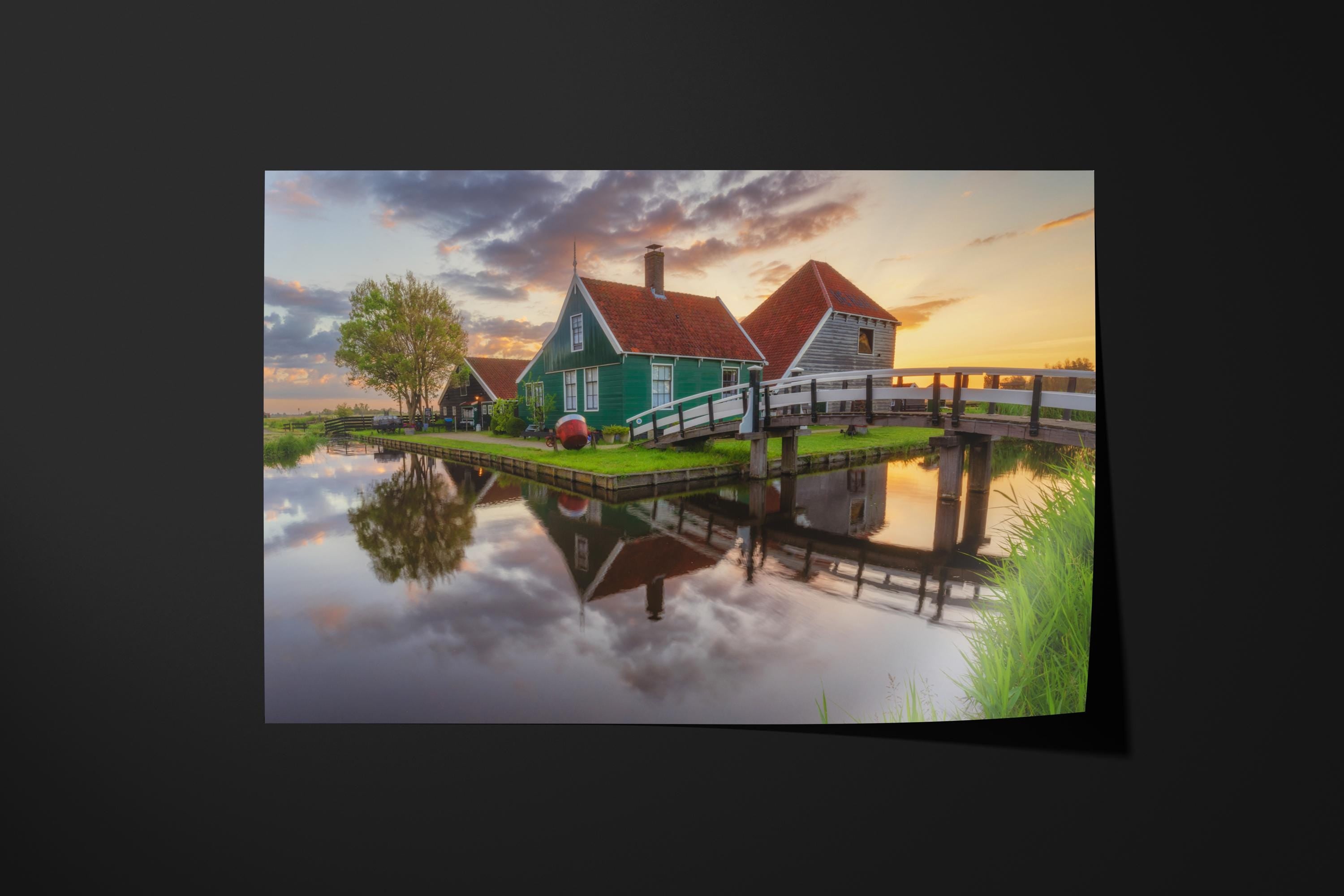 Dutch Canal House at Sunrise