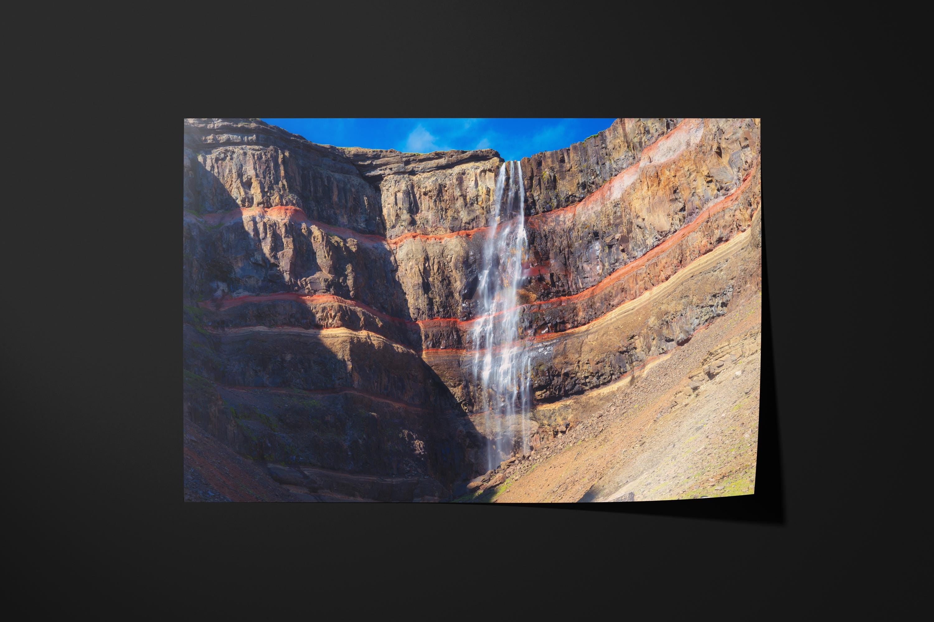 Hengifoss Waterfall Below