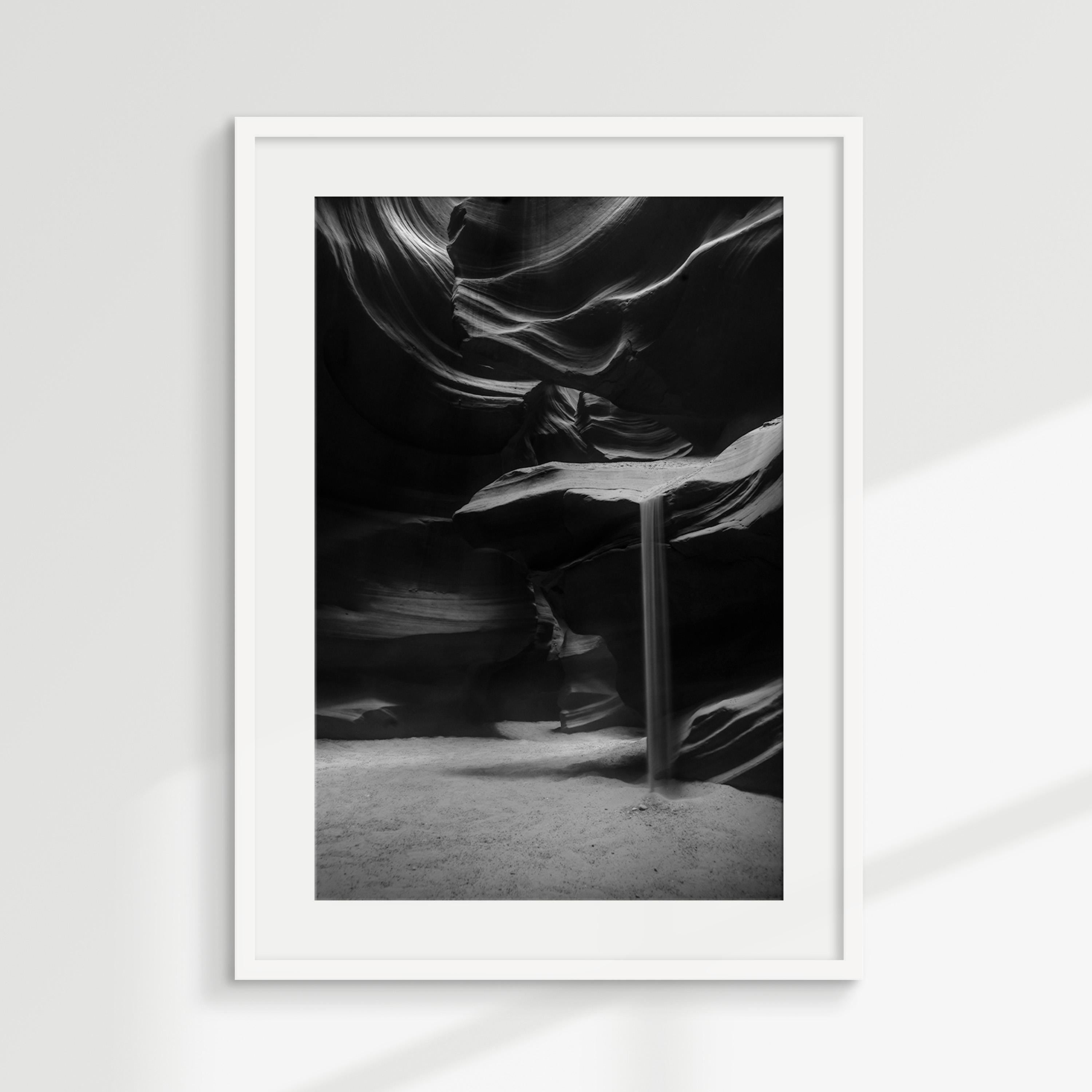 Antelope Canyon Sandfall Black and White