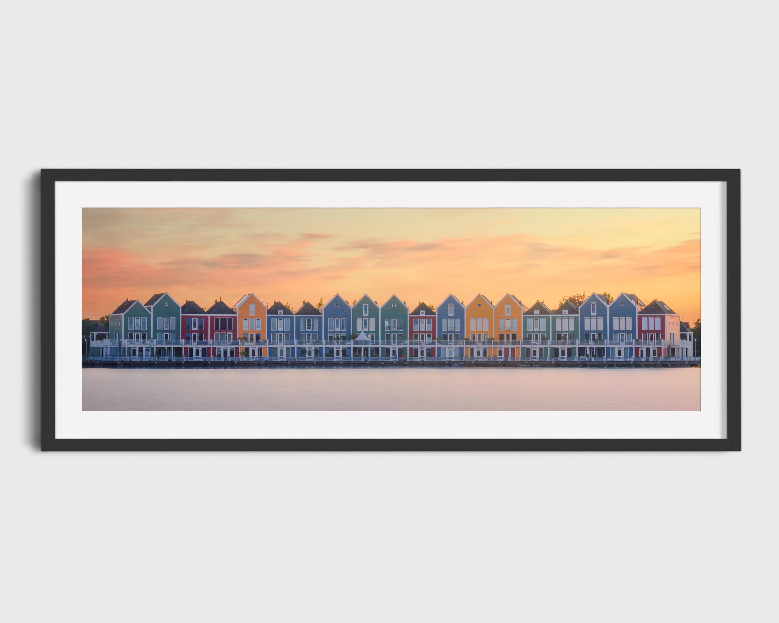 Colorful Dutch Canal Houses at Sunset