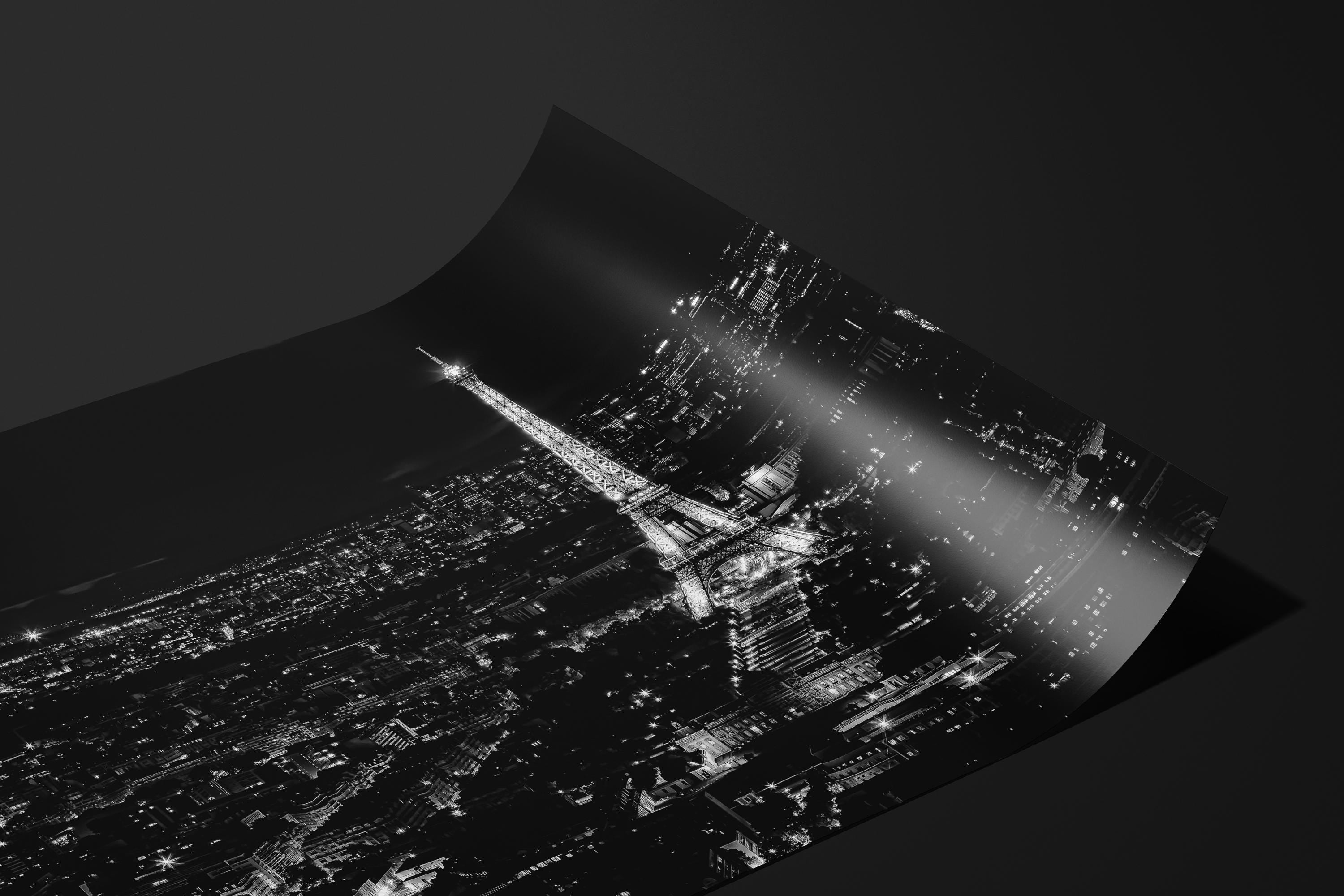 Eiffel Tower at Night Black and White