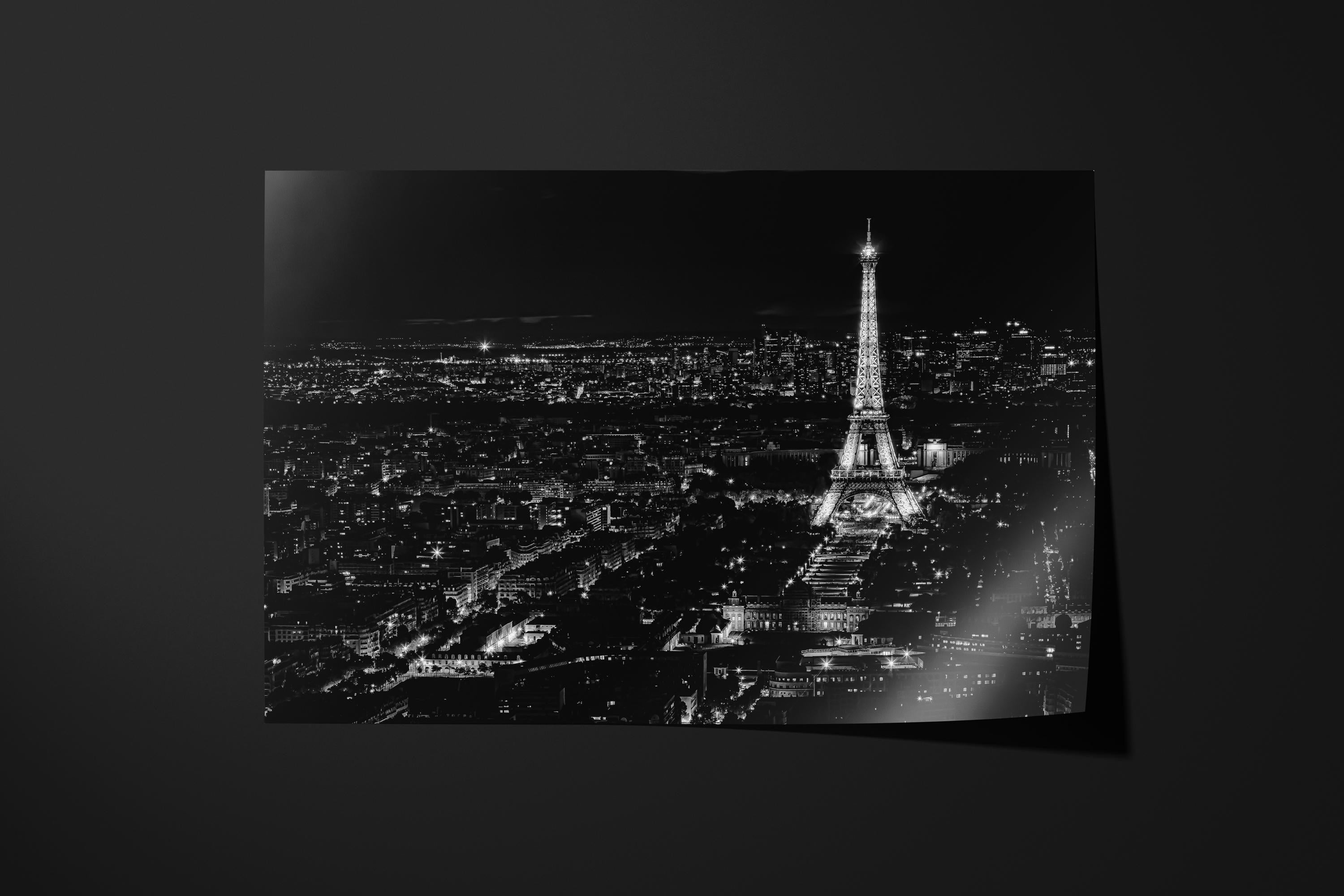 Eiffel Tower at Night Black and White