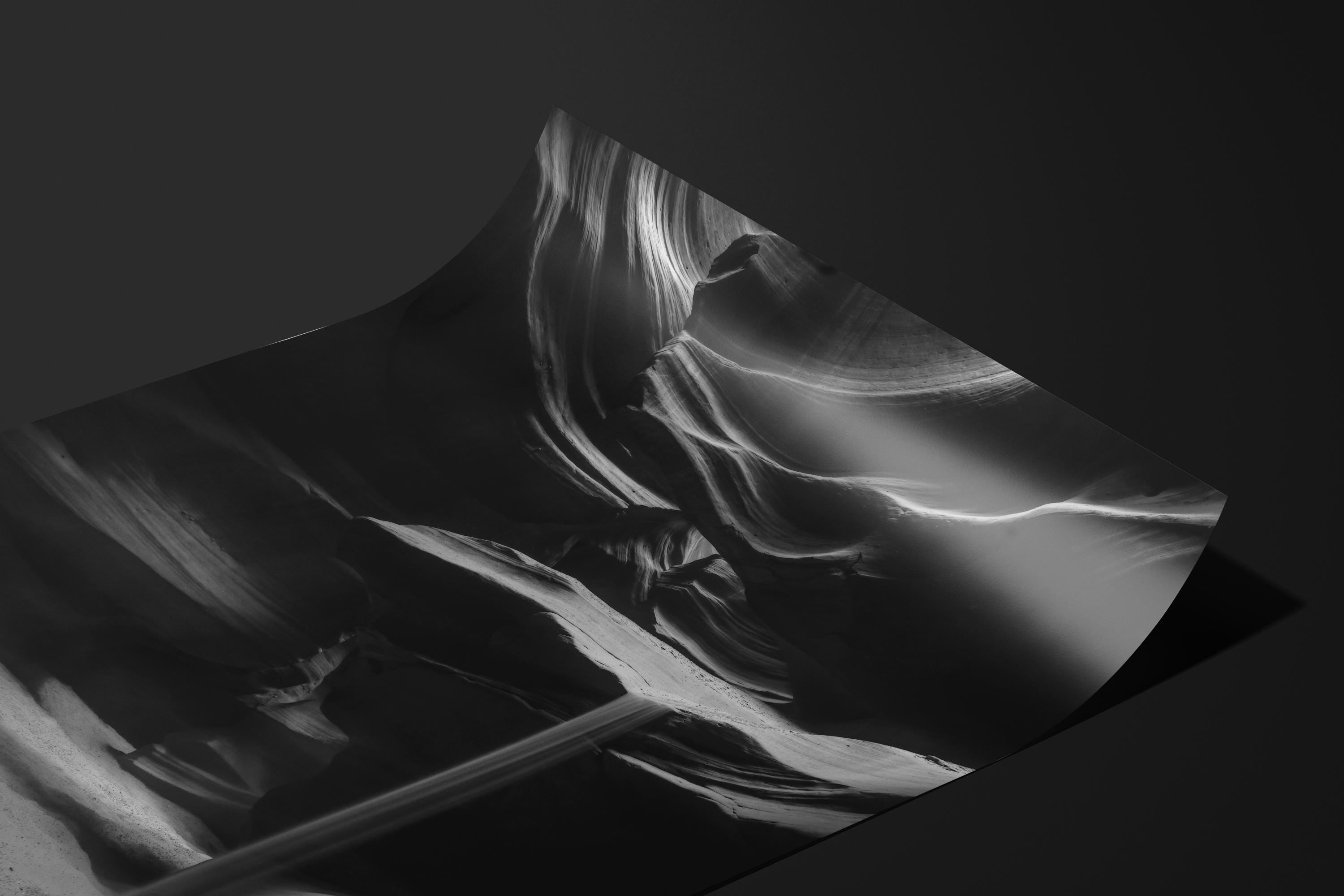 Antelope Canyon Sandfall Black and White