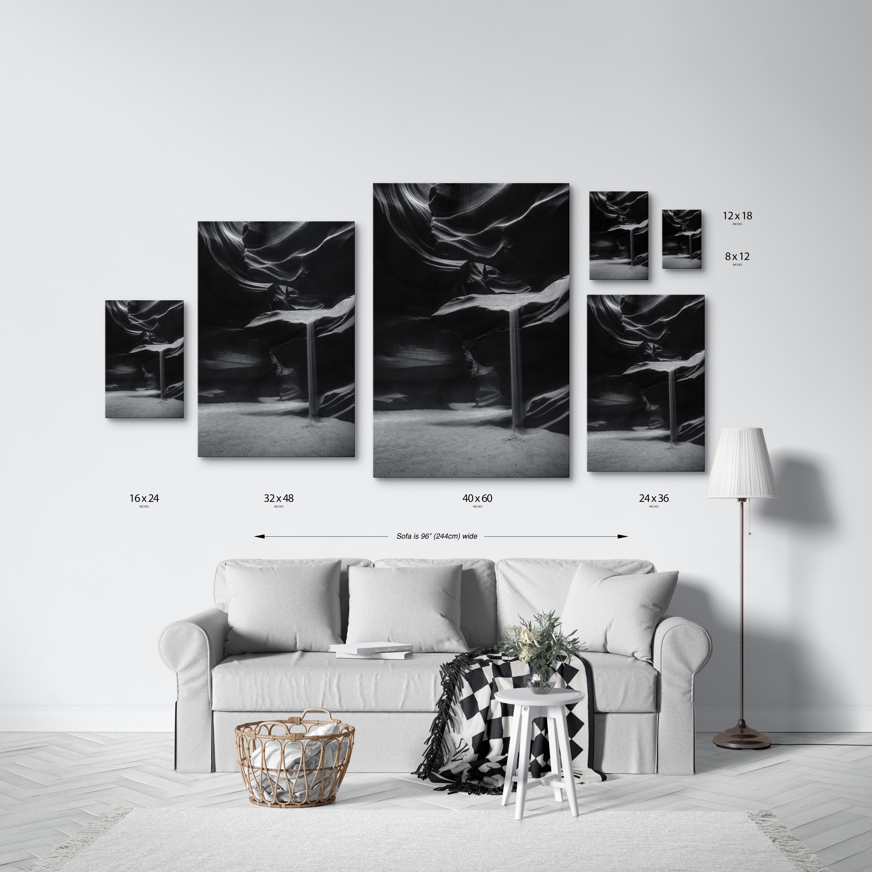 Antelope Canyon Sandfall Black and White