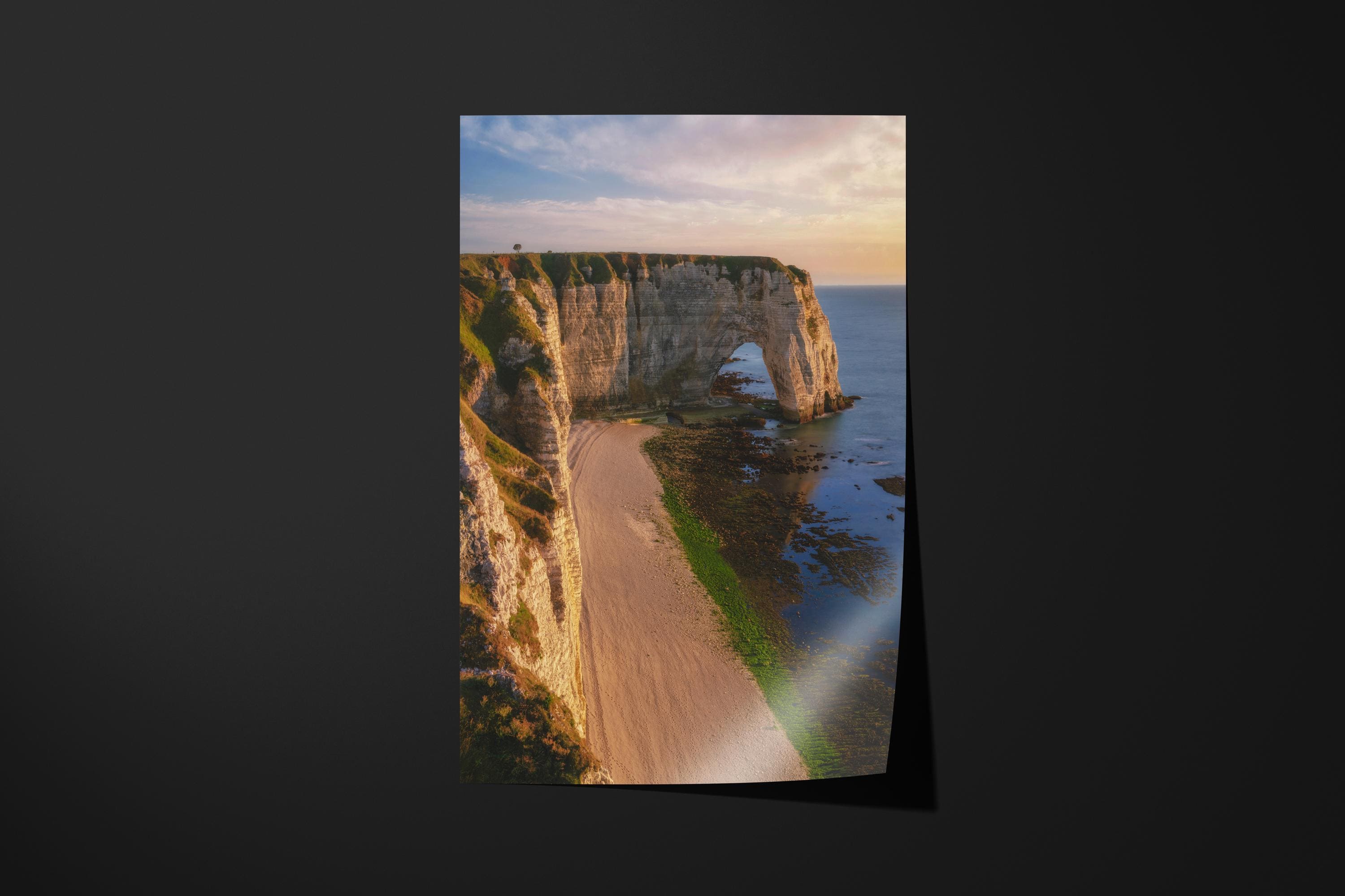 Etretat Cliff Arch at Sunset