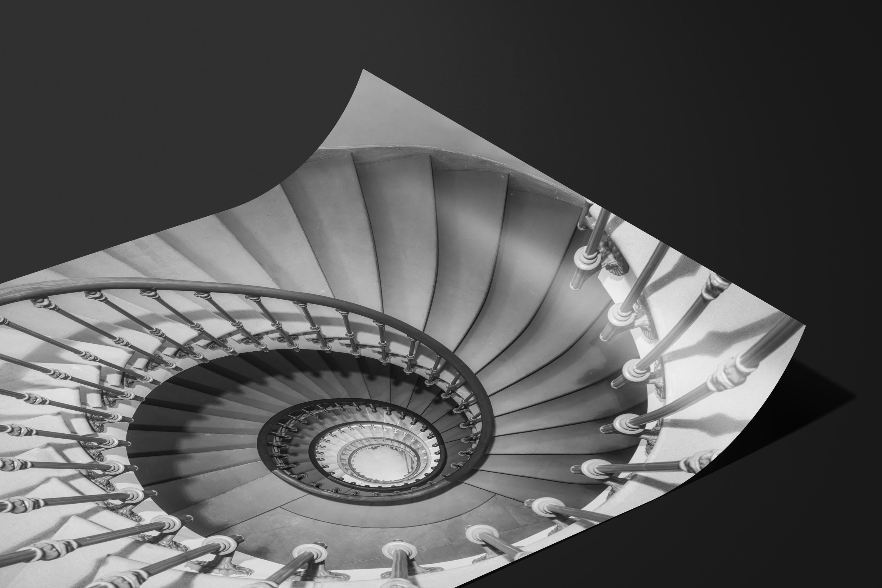 Black and White Spiral Staircase