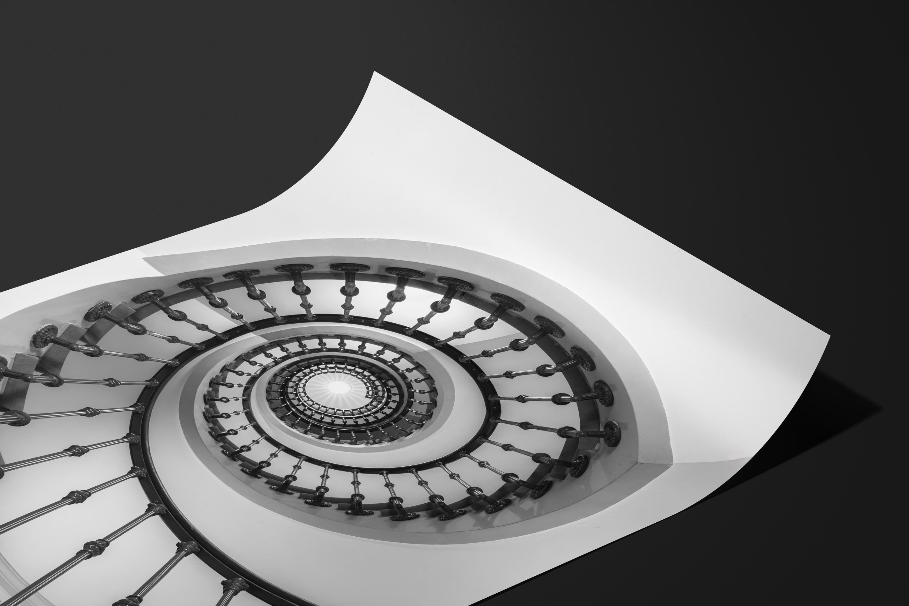 Black and White Spiral Staircase